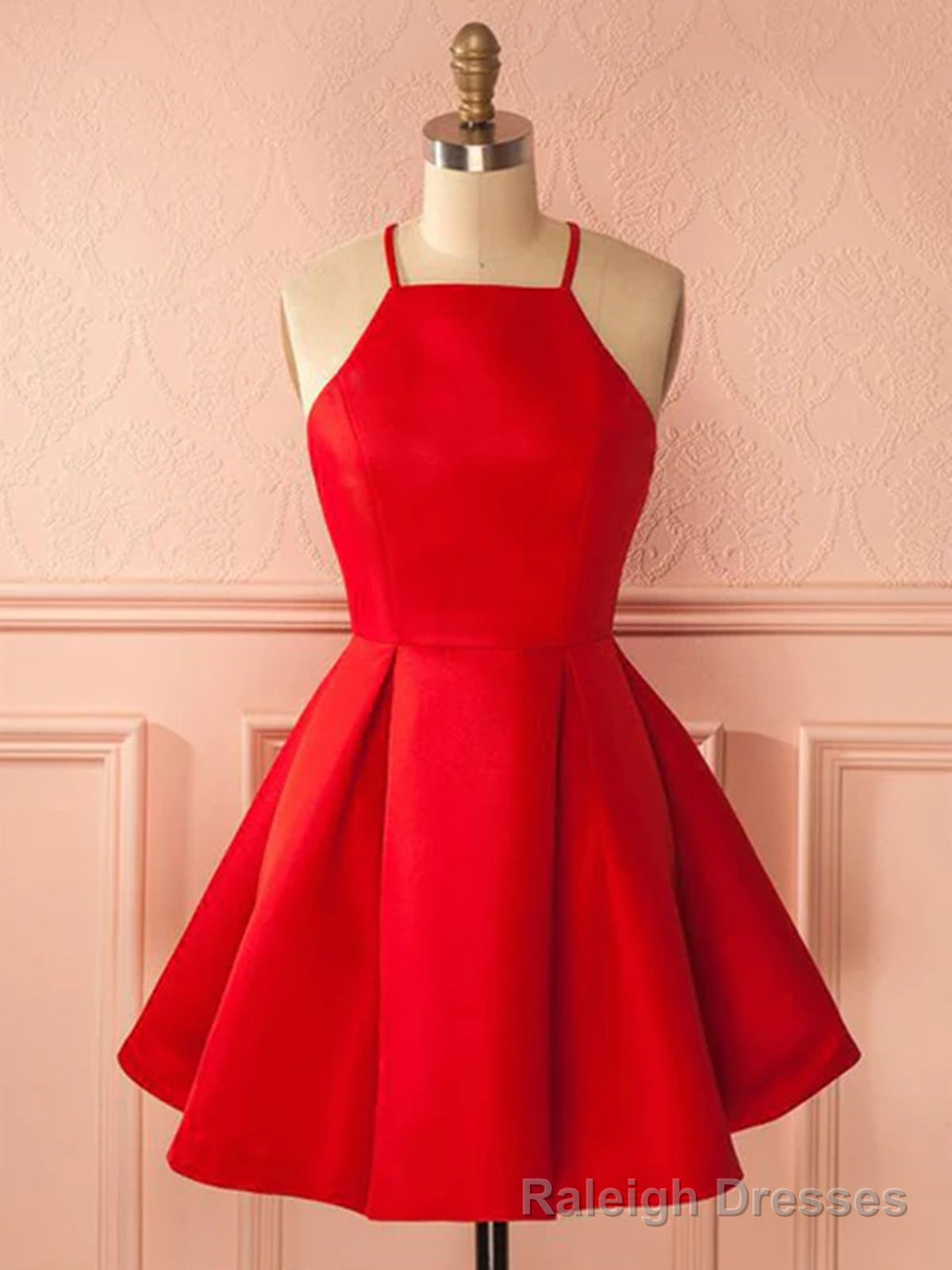 Short Red Satin Prom Dresses, Short Red Satin Homecoming Graduation Dresses Secondary image