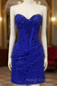 Short Royal Blue Tight Beaded Dress