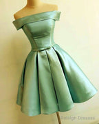 Short Sage Green Homecoming Dresses Satin