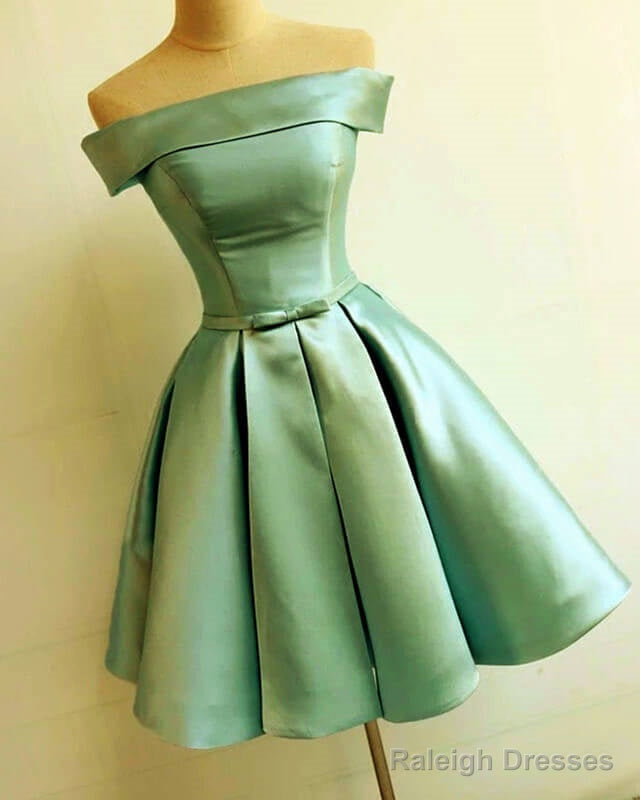 Short Sage Green Homecoming Dress Satin