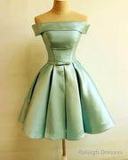 Short Sage Green Homecoming Dress Satin