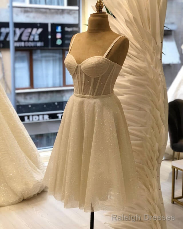 Short Sparkly Sheer Corset Wedding Dresses