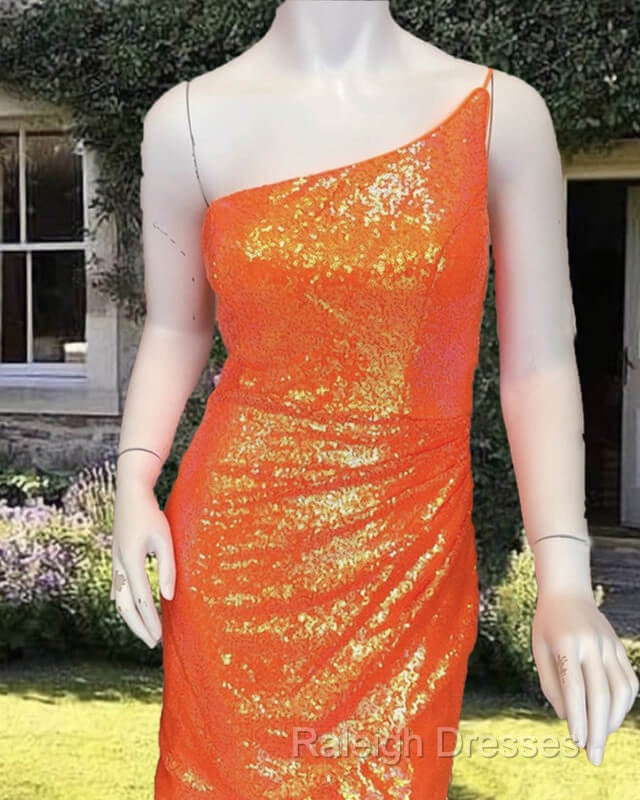 Short Tight Neon Orange Sequin Dress Secondary image