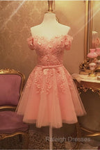 Short Tulle Homecoming Dresses Lace Embroidery Off The Shoulder