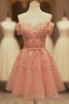 Short Tulle Homecoming Dresses Lace Embroidery Off The Shoulder