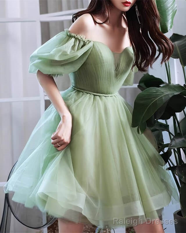 Short Tulle Puffy Sleeve Dresses