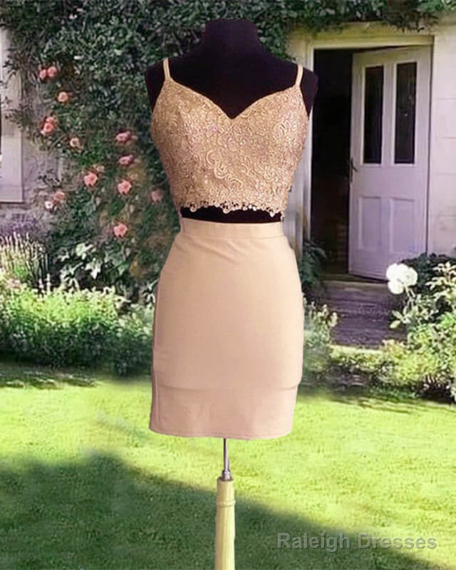 Short Two Piece Lace V-Neck Tight Dresses