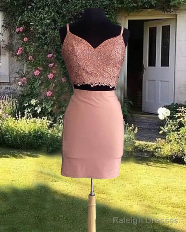 Short Two Piece Lace V-Neck Tight Dresses