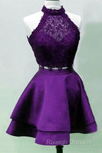 Short Two Piece Prom Dress Halter