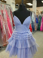Short V Neck Blue Pink Champagne Prom Dress V Neck Blue Pink Champagne Prom Homecoming Dress