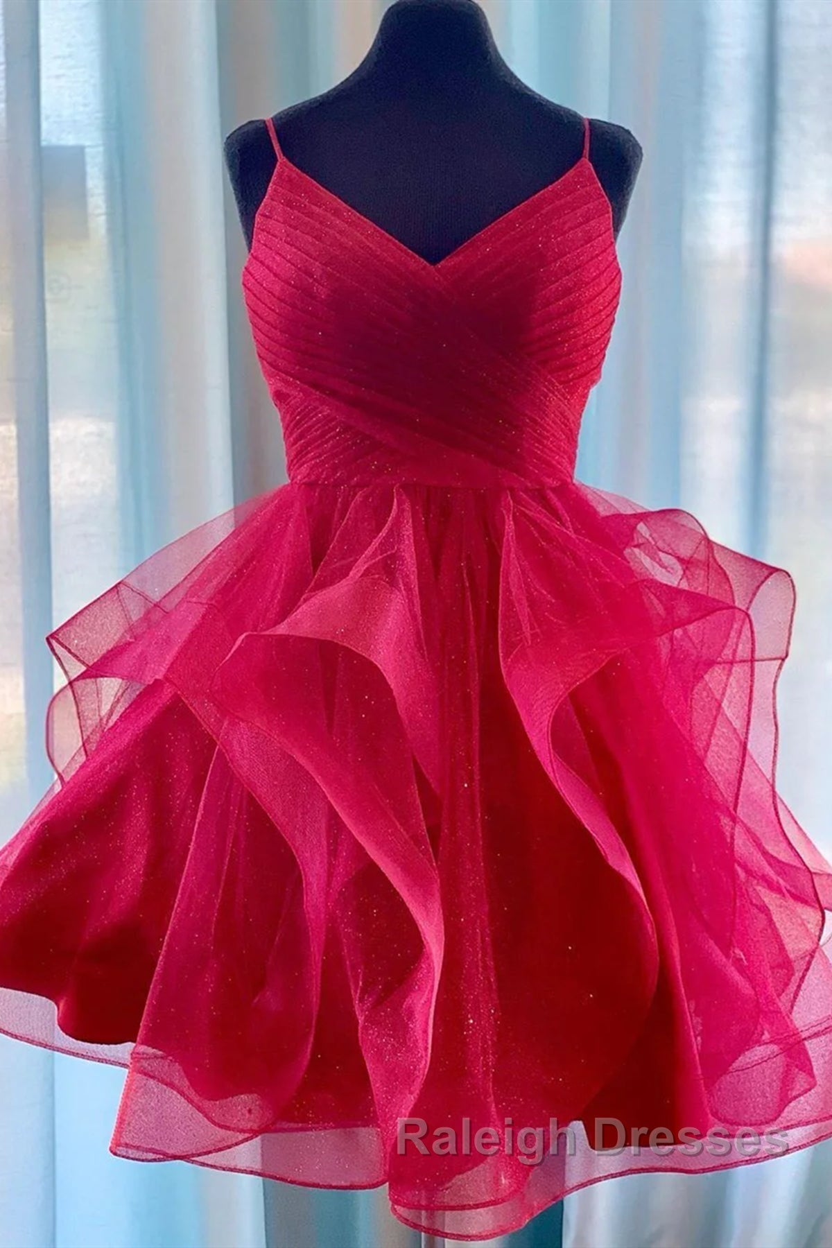 Short V Neck Puffy Prom Dress Short V Neck Prom Homecoming Dress Secondary image