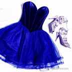 Short Velvet Corset Tulle Homecoming Dress