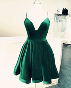 Short Velvet Prom Dress V Neck Spaghetti Straps