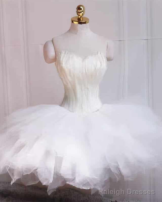 Short White Feather Strapless Ruffles Dress Secondary image