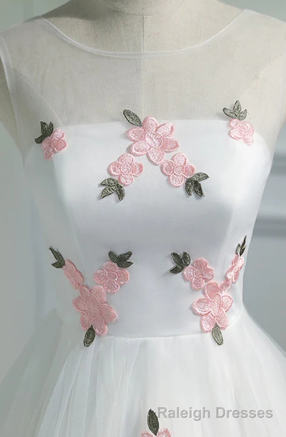 Short White Floral Prom Dresses, Short White Floral Formal Homecoming Dresses