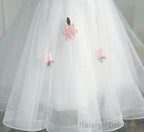 Short White Floral Prom Dresses, Short White Floral Formal Homecoming Dresses