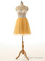 Short Yellow Tulle Prom Prom Dresses A Line Homecoming Dresses