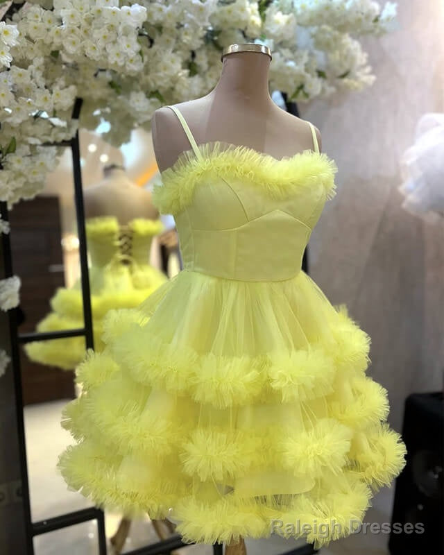 Short Yellw Tulle Ruffles Homecoming Dress Main image