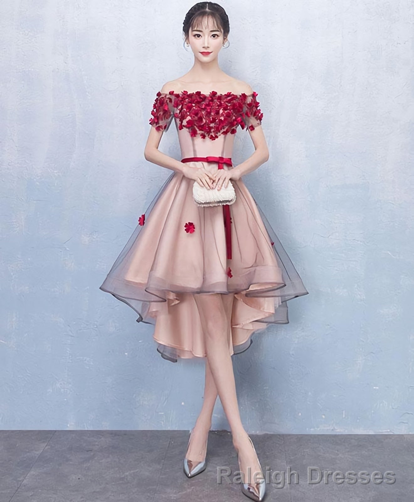 Cute Tulle Lace High Low Prom Dress Homecoming Dress 1 Main image