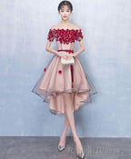 Cute Tulle Lace High Low Prom Dress Homecoming Dress 1