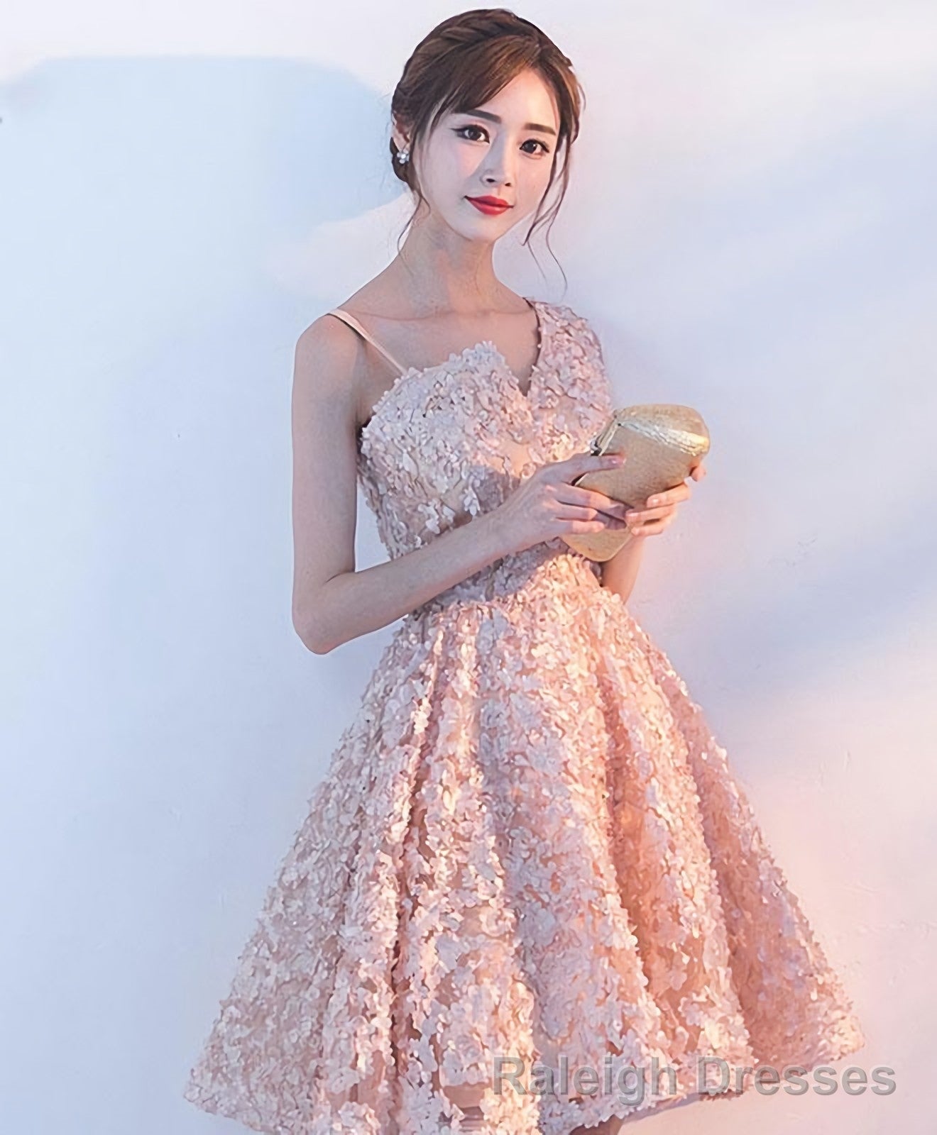 Cute A Line One Shoulder Short Prom Dress Homecoming Dress Secondary image