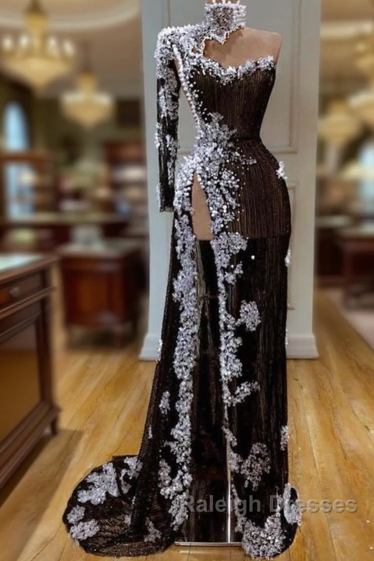 Side Slit Prom Dresses, Mermaid Prom Dresses, Lace Prom Dresses