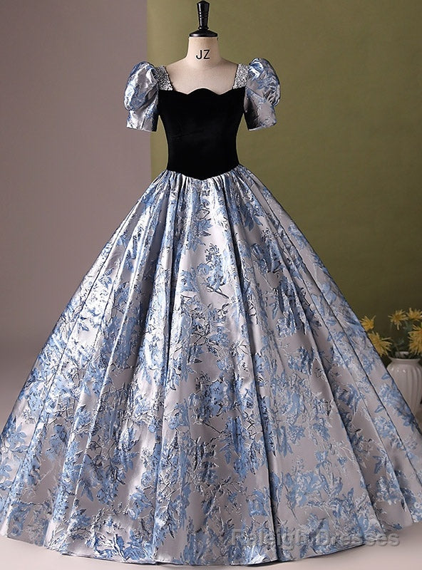 Silver Ball Gown Black Velvet Short Sleeve Quinceanera Dress Main image