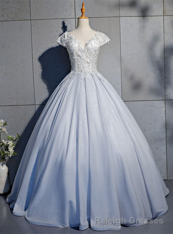 Silver Ball Gown Cap Sleeve Beading Quinceanera Dress Main image