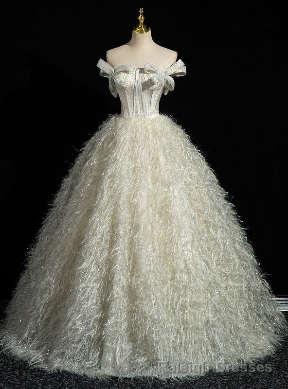 Silver Ball Gown Off the Shoulder Quinceanera Dress Main image