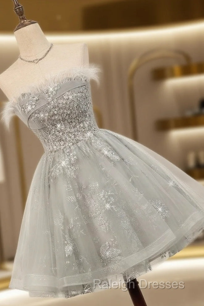 Silver Hoco Dress Short Homecoming Dresses Main image