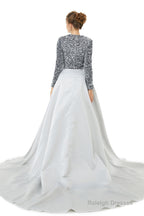 Long sleeve Sequin Prom Dresses with Detachable Skirt