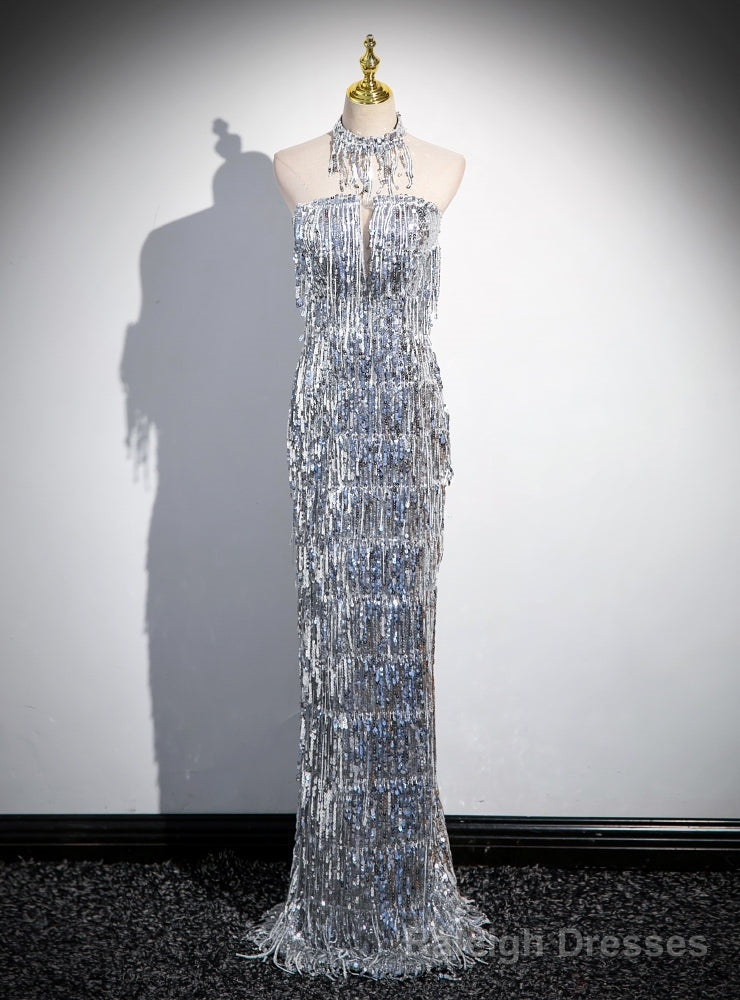 Silver Mermaid Sequins Strapless Prom Dress Main image