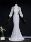 Silver Mermaid Sequins V-neck Long Sleeve Prom Dress