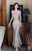 Silver Mermaid Spaghetti Strap Sequin Prom Dresses Shimmer Prom Gowns