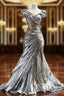 Silver Mermaid V-Neck Long Prom Dress Simple Simple Formal Evening Dress