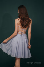 Short A-Line Strapless Beaded Chiffon Homecoming Dresses