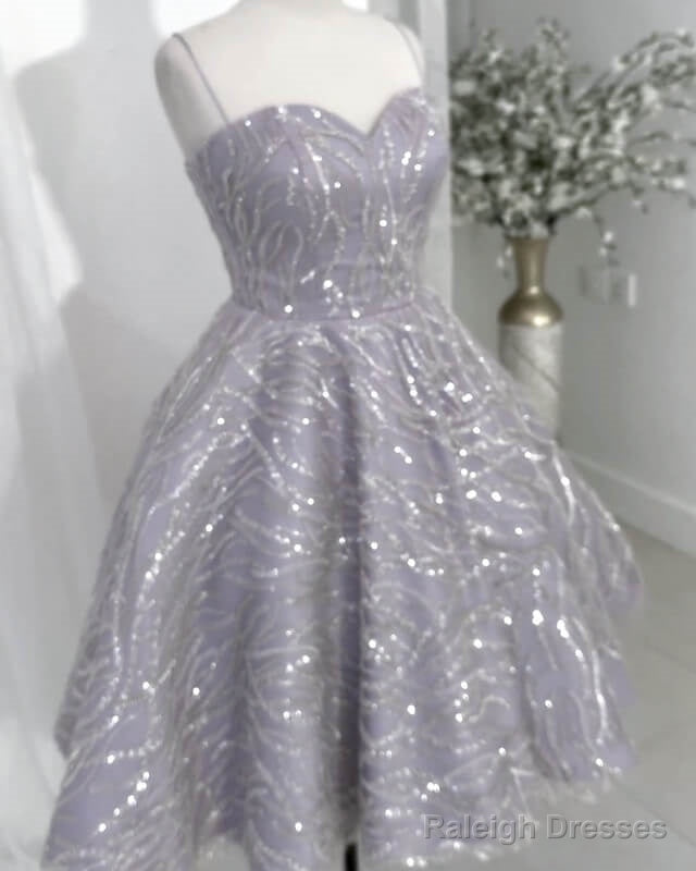 Silver Sparkly Midi Homecoming Dress