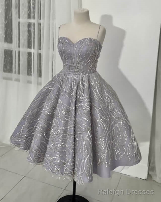 Silver Sparkly Midi Homecoming Dresses Main image