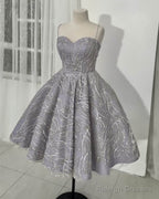 Silver Sparkly Midi Homecoming Dresses