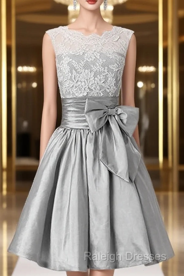 Silver Taffeta Short Homecoming Dresses Prom Dresses Main image