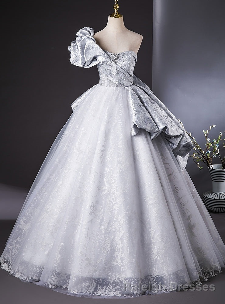 Silver Tulle One Shoulder Quinceanera Dress Main image