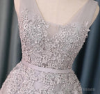 Silver Tulle V Neck Cocktail Party Dresses For Wedding