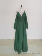 Simple A line  Black Long Prom Dress, Black Evening Graduation Dresses