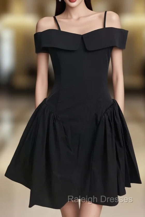 Simple A Line Black Off The Shoulder Homecoming Dress 18Th Birthday Outfits Main image