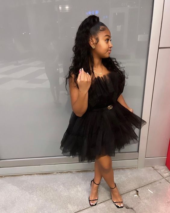 Simple A-Line Black Strapless Tulle Multi-Layered Homecoming Dress Main image