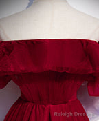 Simple A line Burgundy Long Prom Dress, Burgundy Wedding Party Dress