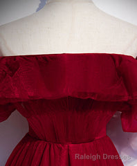 Simple A line Burgundy Long Prom Dress, Burgundy Wedding Party Dress