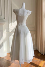 Simple A-Line Chiffon Short Ivory Prom Dresses Simple Ivory Bridesmaid Dresses