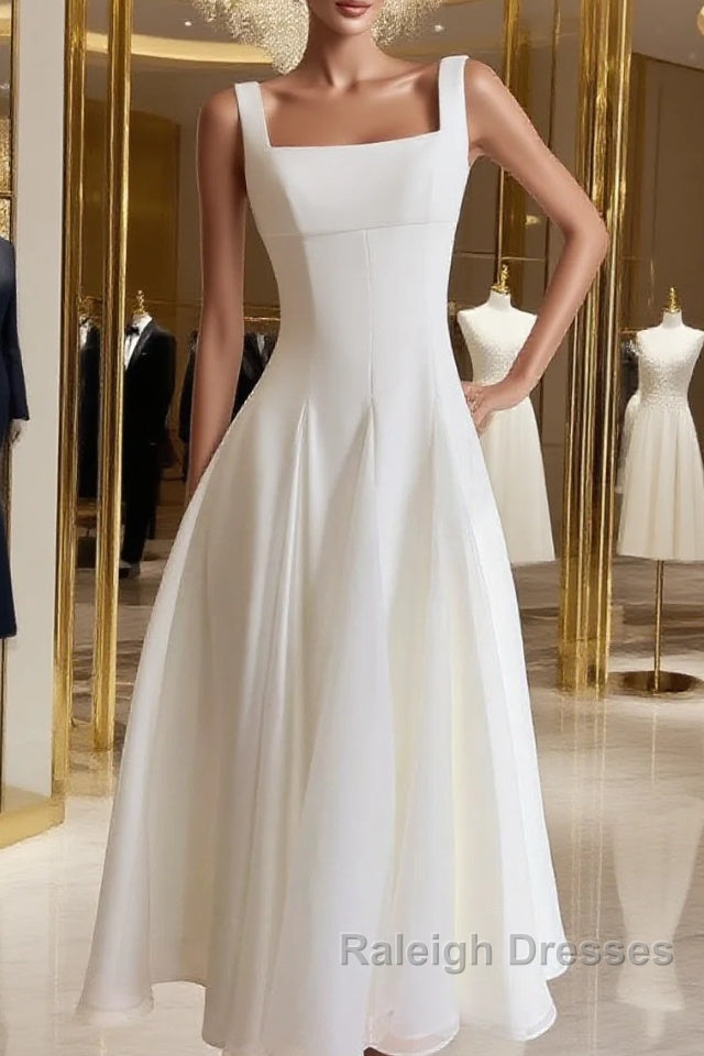 Simple A-Line Chiffon Short Ivory Prom Dress, Simple Ivory Bridesmaid Dress