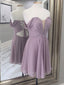 Simple A Line chiffon short prom dress, chiffon bridesmaid dress